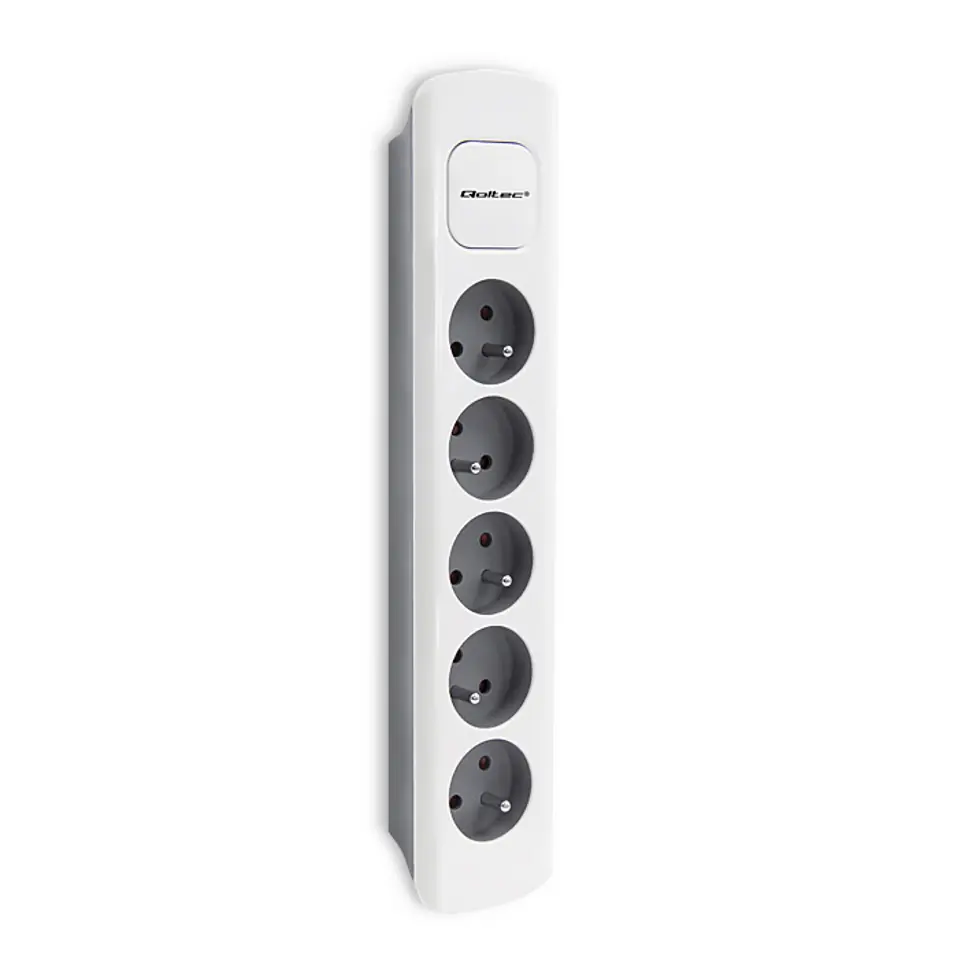 ⁨Qoltec Power strip | 5 | slots 1.8m | White-grey (0NC)⁩ at Wasserman.eu