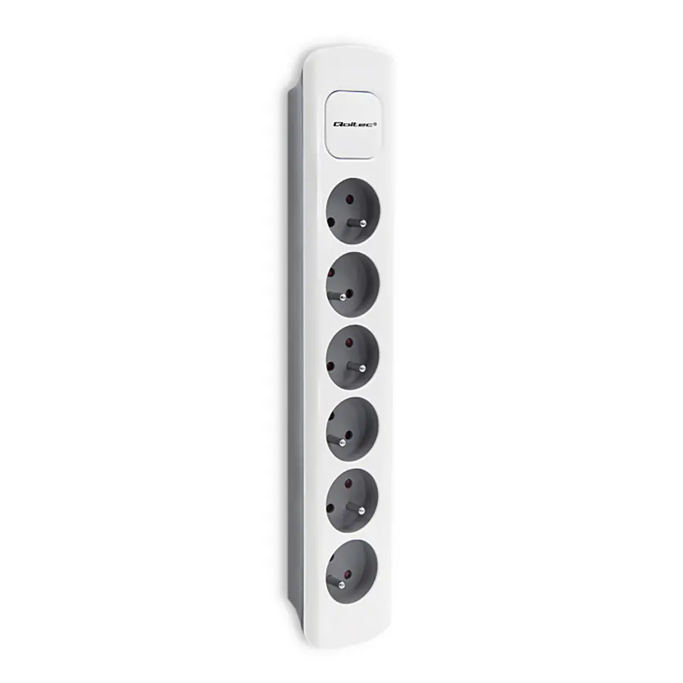 ⁨Qoltec Power strip | 6 | slots 1.8m | White-grey (0NC)⁩ at Wasserman.eu