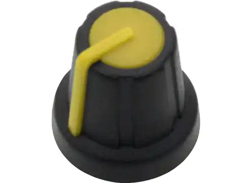 ⁨10 szt. Gałka pot czarna N-2 wsk.żółty 17.5mm (1PH)⁩ w sklepie Wasserman.eu
