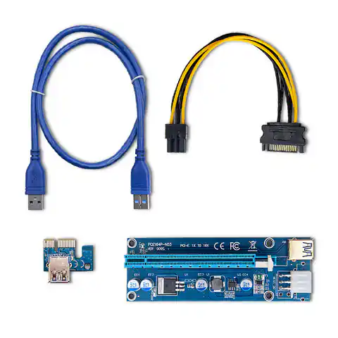⁨Qoltec Riser PCI-E 1x - 16x USB 3.0 ver. 009S SATA / PCI-E 6 pin⁩ w sklepie Wasserman.eu