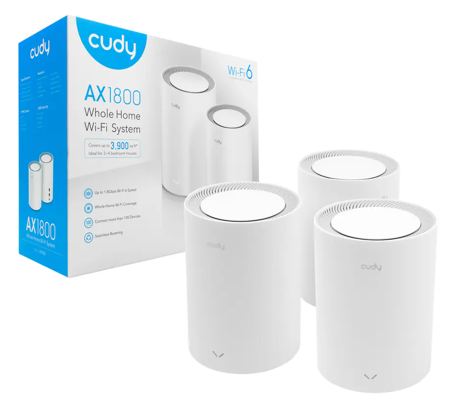 ⁨Router MESH Cudy M1800 LAN/WAN Wi-Fi 6 AX1800 3x⁩ w sklepie Wasserman.eu