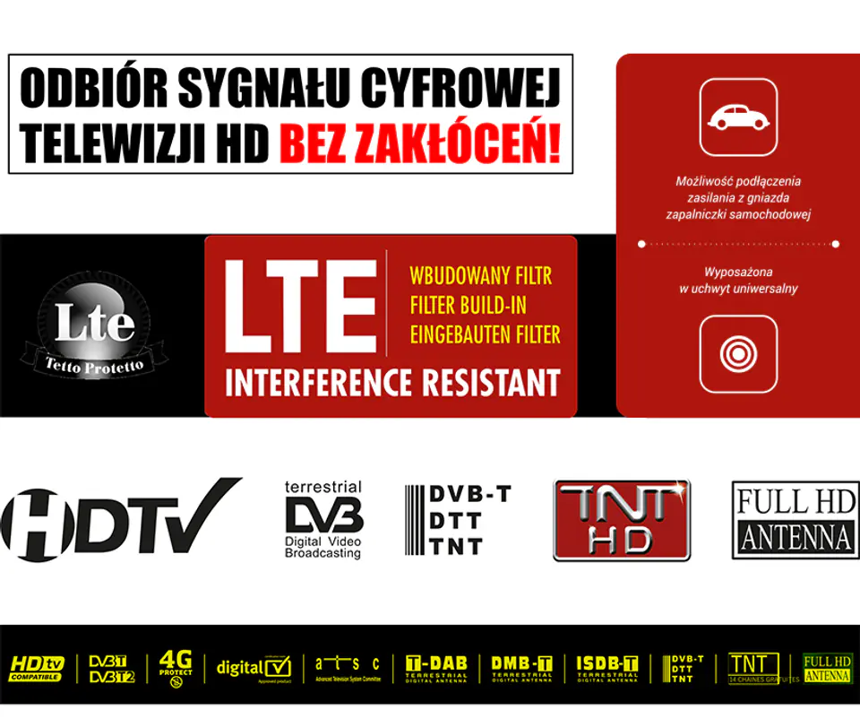 ⁨21-014# Antena  dvb-t ats14 samochodowa aktywna⁩ w sklepie Wasserman.eu