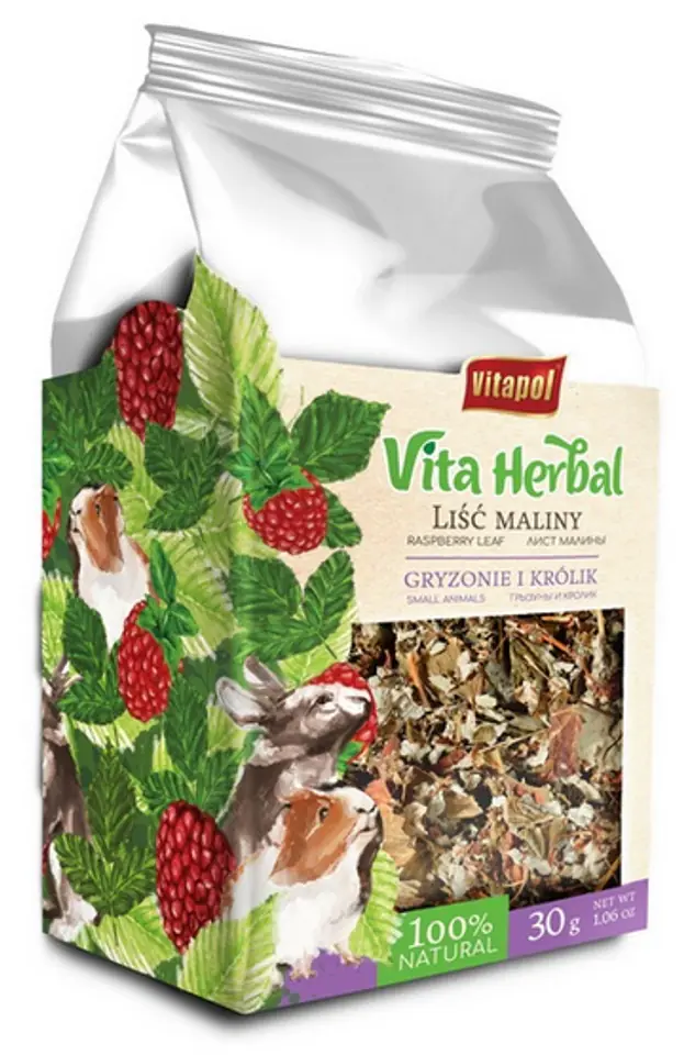 ⁨Vitapol Vita Kräuter Getrocknete Himbeerblätter für Nagetiere und Kaninchen 30g⁩ im Wasserman.eu