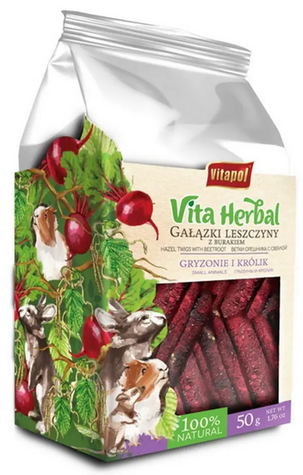 ⁨Vitapol Vita Herbal Hazel twigs with beetroot for rodents and rabbit 50g⁩ at Wasserman.eu