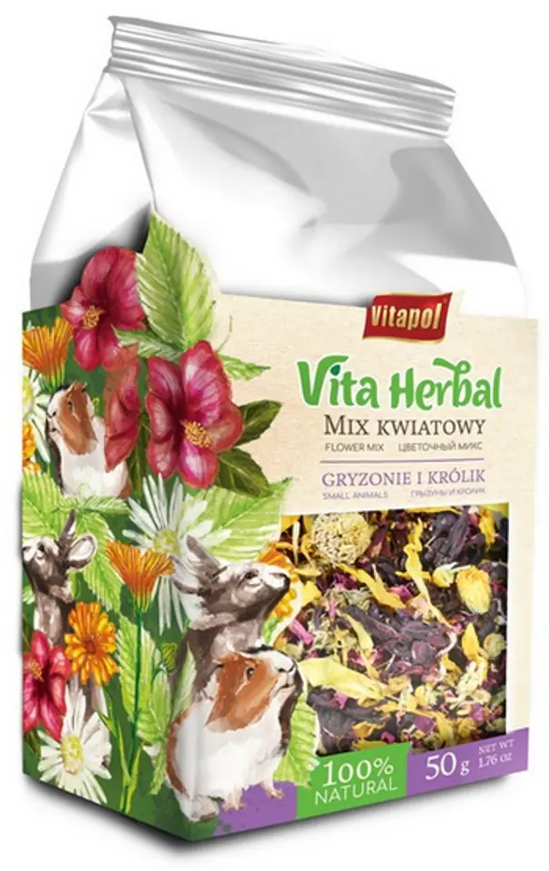 ⁨Vitapol Vita Herbal Mix kwiatowy dla gryzoni i królika 50g⁩ w sklepie Wasserman.eu