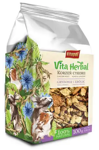 ⁨Vitapol Vita Kräuter-Chicorée-Wurzel für Nagetiere und Kaninchen 100g⁩ im Wasserman.eu
