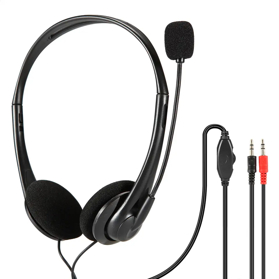 ⁨FREESTYLE HEADPHONES WITH MIC AND VOLUME CONTROL 2 X 3.5 MM JACK BLACK⁩ at Wasserman.eu