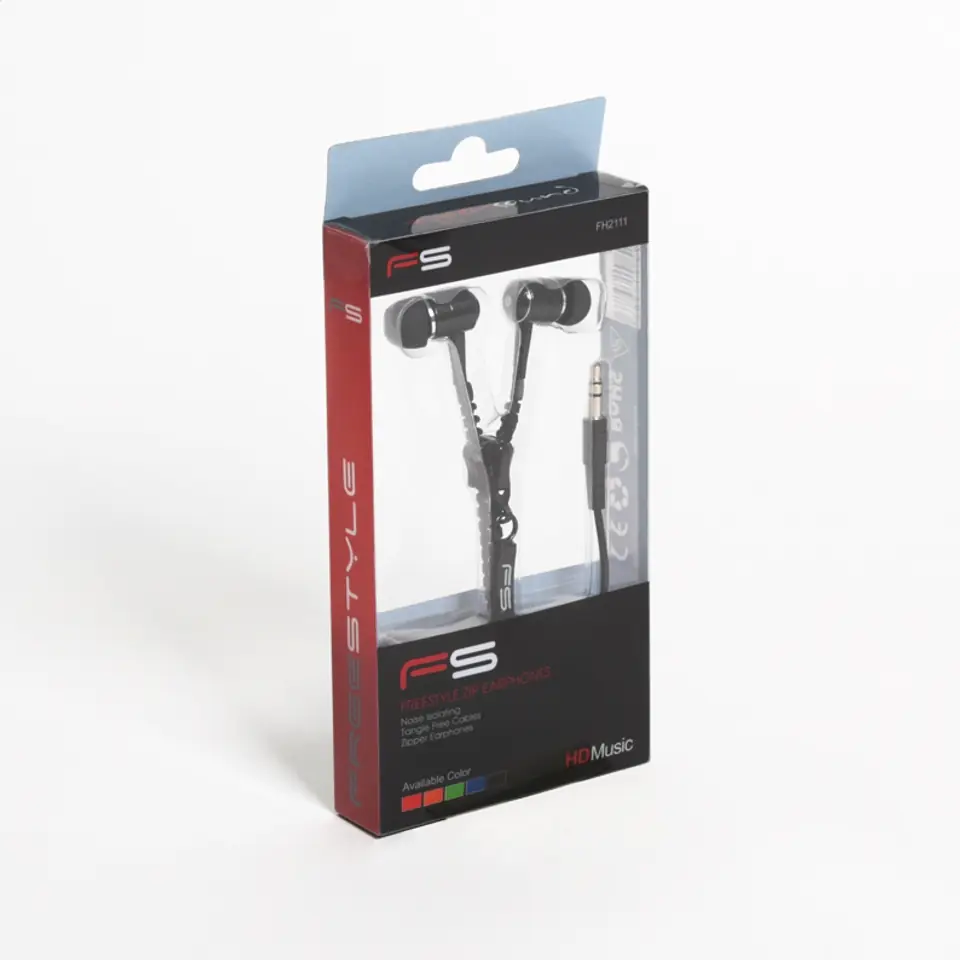 ⁨FREESTYLE ZIP EARPHONES + MIC FH2111 BLACK [41798]⁩ at Wasserman.eu