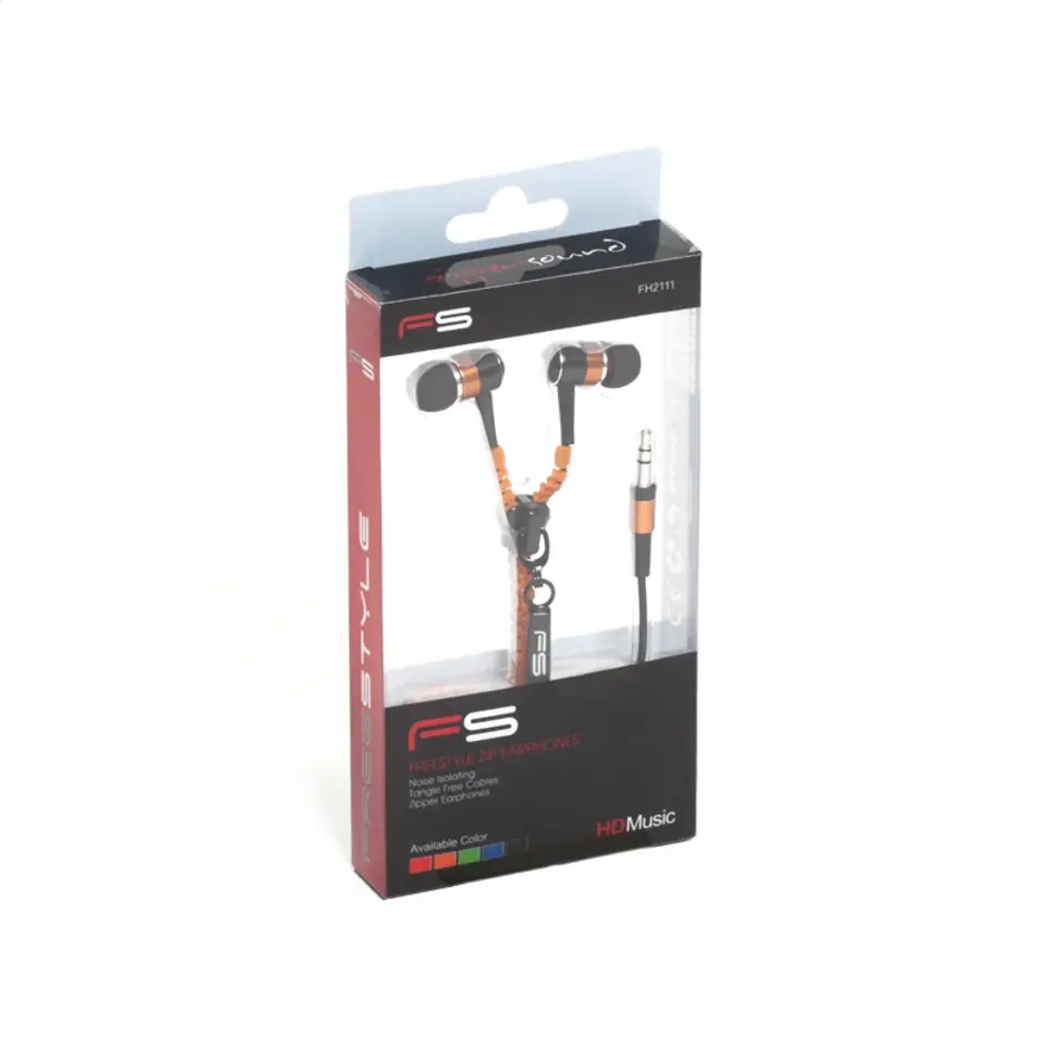 ⁨FREESTYLE ZIP EARPHONES + MIC SŁUCHAWKI DOUSZNE Z MIKROFONEM ZIP ORANGE [41801] TE⁩ w sklepie Wasserman.eu