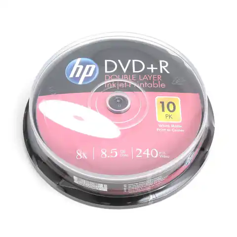 ⁨HP DL DVD+R 8.5GB 8X WHITE FF INKJET PRINTABLE CAKE*10 14263 / 69306⁩ w sklepie Wasserman.eu