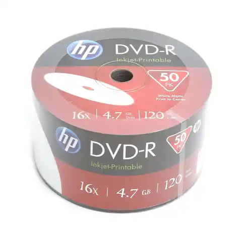 ⁨HP DVD-R 4.7GB 16X WHITE FF INKJET PRINTABLE SP*50 14201/69302⁩ at Wasserman.eu