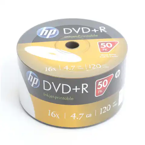 ⁨HP DVD+R 4.7GB 16X WHITE FF INKJET PRINTABLE SP*50 14202/69304⁩ w sklepie Wasserman.eu