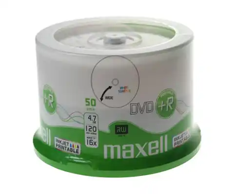 ⁨MAXELL DVD+R 4,7GB 16X PRINTABLE FF WHITE CAKE*50 275702.30.TW⁩ w sklepie Wasserman.eu