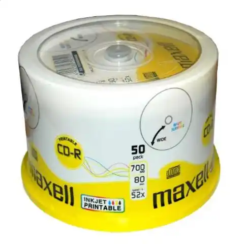⁨MAXELL CD-R 700MB 52X PRINTABLE FF NO ID CAKE*50 624006.40.CN⁩ w sklepie Wasserman.eu