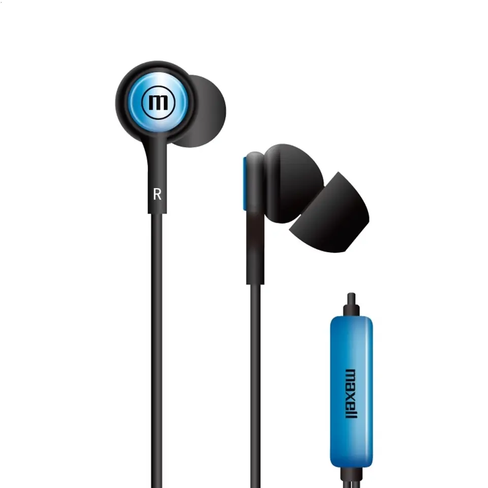 ⁨MAXELL EARPHONES IN-TIPS IN EAR STEREO WITH MICROPHONE BLUE 304013.00.CN⁩ at Wasserman.eu