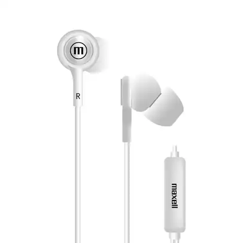 ⁨MAXELL EARPHONES IN-TIPS IN EAR STEREO WITH MICROPHONE WHITE 304011.00.CN⁩ at Wasserman.eu