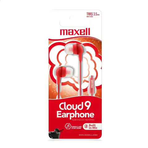 ⁨MAXELL EARPHONES EB-CLOUD9 MIC RED 347978.00.CN⁩ w sklepie Wasserman.eu
