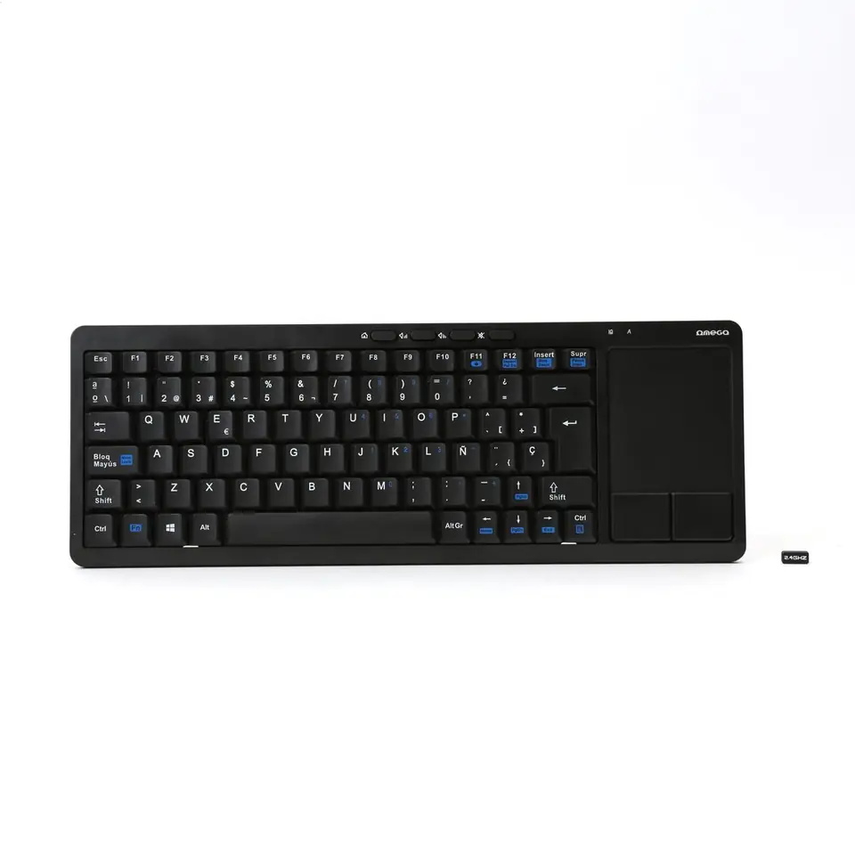 ⁨OMEGA KEYBOARD ES WIRELESS FOR SMART TV TOUCHPAD SPANISH LAYOUT BLACK [44423]⁩ w sklepie Wasserman.eu