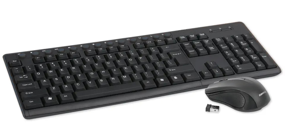 ⁨KEYBOARD US + MOUSE OMEGA OKM071B M-MEDIA W-LESS SET 2.4 GHZ BLACK [43743]⁩ at Wasserman.eu