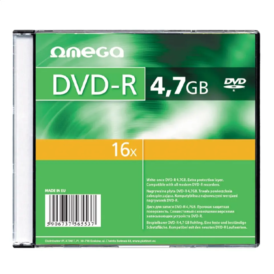 ⁨OMEGA DVD-R 4,7GB 16X SLIM CASE*10 [56818]⁩ w sklepie Wasserman.eu