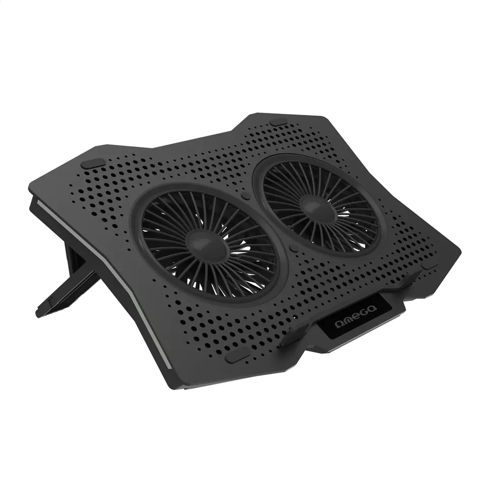 ⁨OMEGA LAPTOP COOLER PAD PODKŁADKA CHŁODZĄCA 2 FANS BLACK [45425]⁩ w sklepie Wasserman.eu