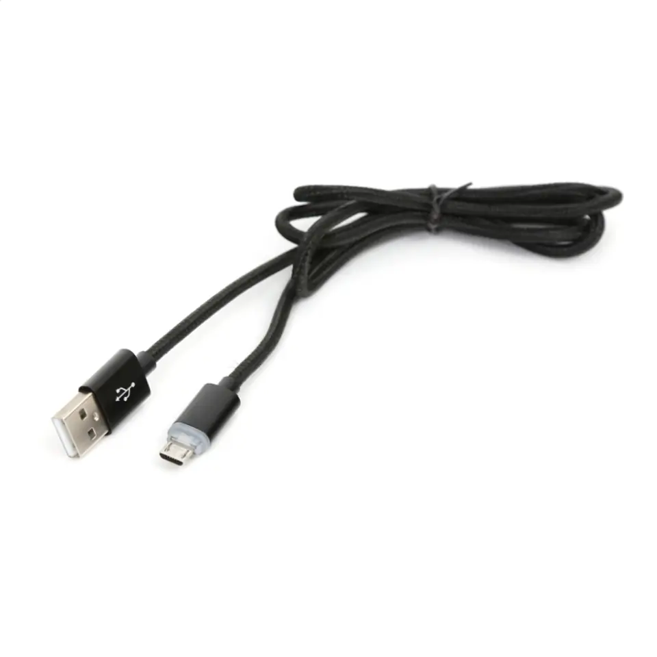 ⁨OMEGA CROTALUS MICRO USB TO USB LED PLUG CABLE KABEL 1M BLACK [43461]⁩ w sklepie Wasserman.eu