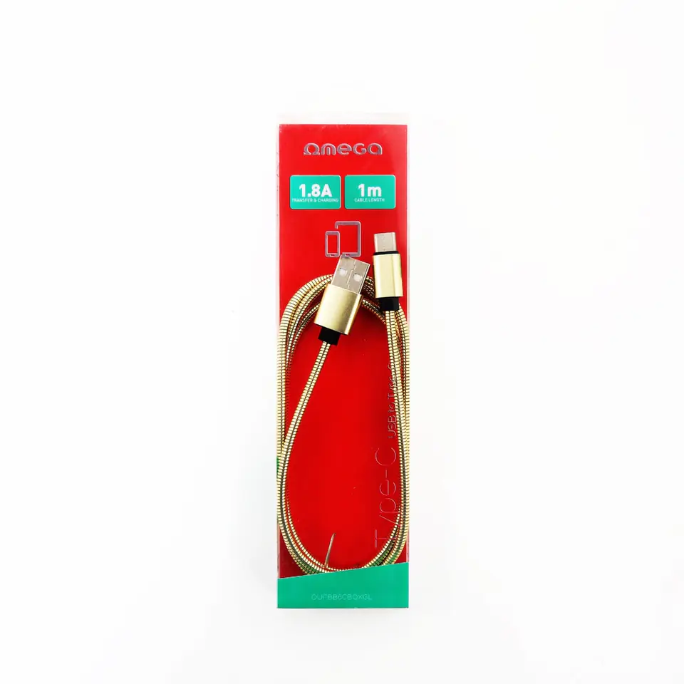 ⁨OMEGA METAL LIGHTNING TO USB CABLE KABEL 1.8A 1M GOLD [44213]⁩ w sklepie Wasserman.eu