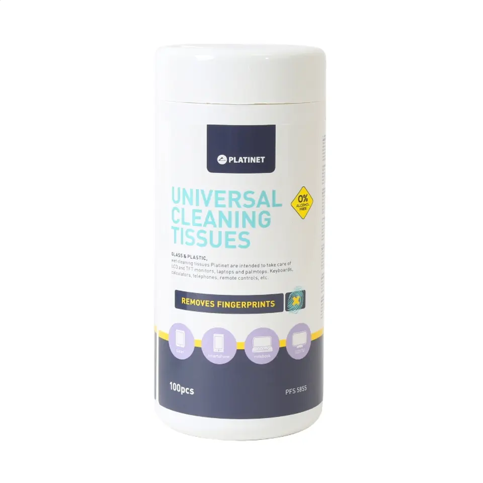 ⁨PLATINET PFS5855 WET TISSUES FOR PLASTIC AND GLASS 20x13cm 100pcs  [42638]⁩ at Wasserman.eu