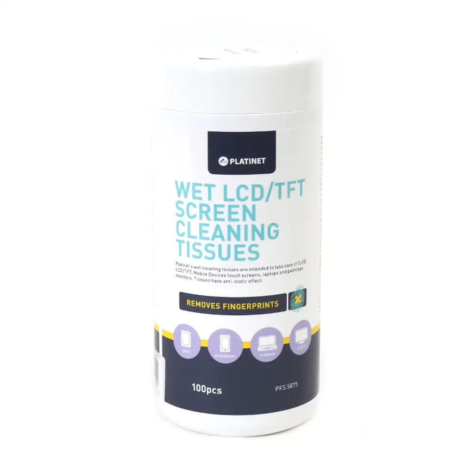 ⁨PLATINET PFS5875 LCD/TFT WET CLEANING TISSUES 20x13cm 100PCS⁩ at Wasserman.eu