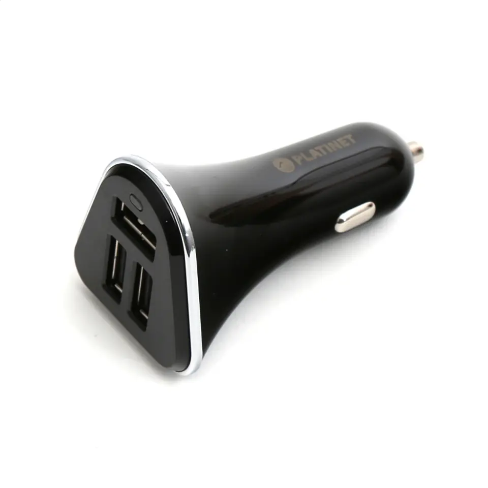 ⁨PLATINET CAR CHARGER 3xUSB 5,2A + microUSB cable 1m BLACK [43721]⁩ at Wasserman.eu