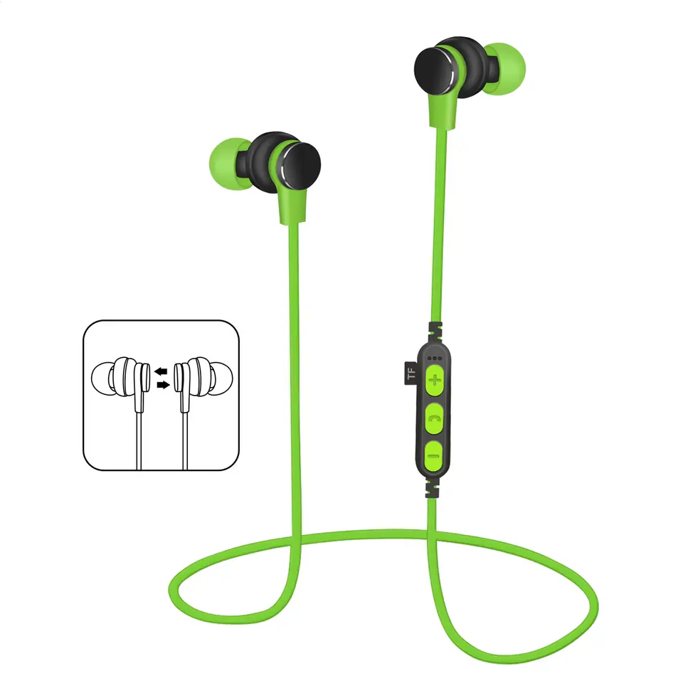 ⁨PLATINET IN-EAR BLUETOOTH V4.2 SŁUCHAWKI DOUSZNE + microSD EARPHONES + MIC PM061 GREEN [44469] TE⁩ w sklepie Wasserman.eu