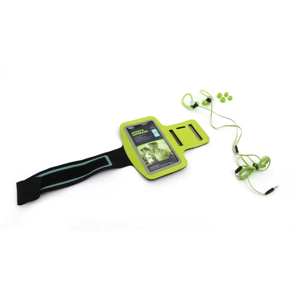 ⁨PLATINET IN-EAR EARPHONES  SŁUCHAWKI+ MIC SPORT + ARMBAND PM1070 GREEN [42928] TE⁩ w sklepie Wasserman.eu