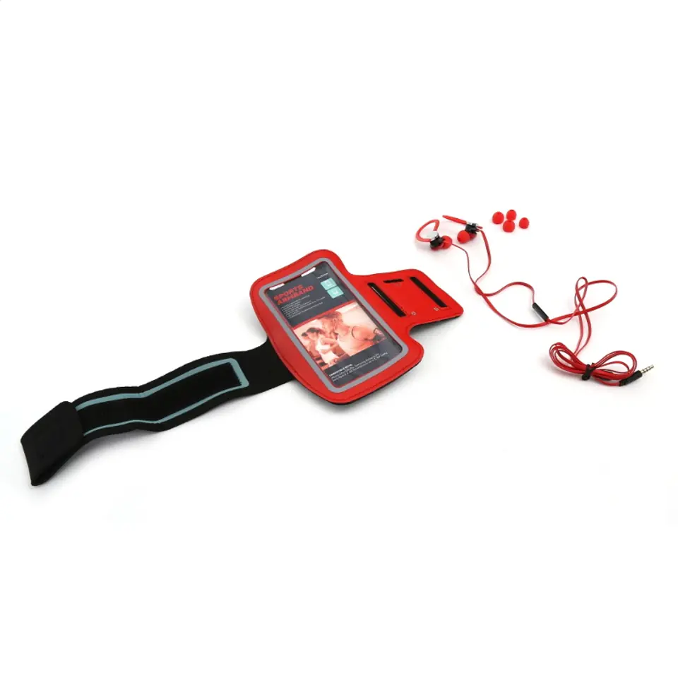 ⁨PLATINET IN-EAR EARPHONES  SŁUCHAWKI+ MIC SPORT + ARMBAND PM1070 RED [42930] TE⁩ w sklepie Wasserman.eu