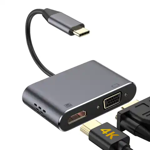 ⁨PLATINET MULTIMEDIA ADAPTER USB-C TO HDMI 4K 30Hz VGA PORT [45224]⁩ w sklepie Wasserman.eu