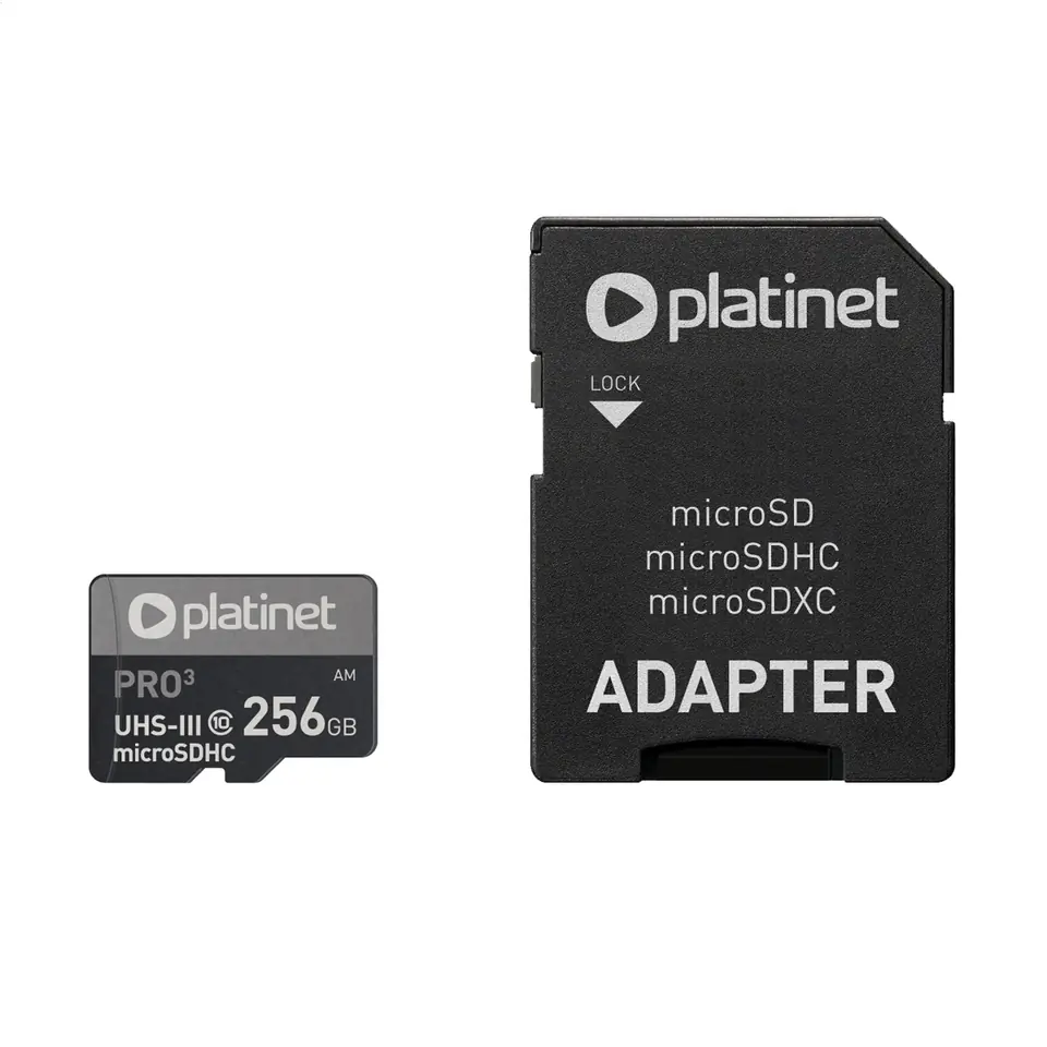 ⁨PLATINET microSDXC + ADAPTER SD 256GB class10 U3 A2 90MB/s [45094]⁩ w sklepie Wasserman.eu