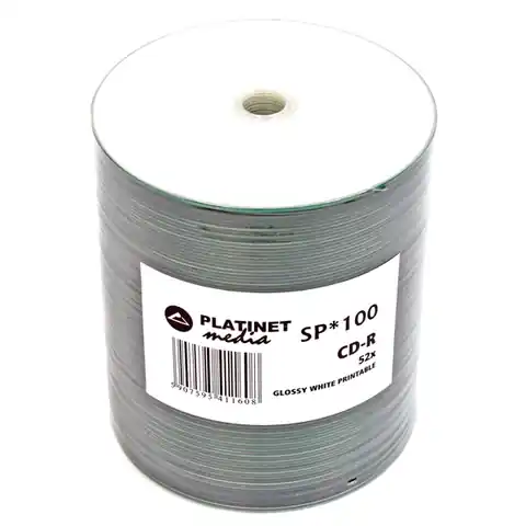 ⁨PLATINET CD-R 700MB 52X FF WHITE INKJET PRINTABLE GLOSSY SP*100 [41160]⁩ w sklepie Wasserman.eu