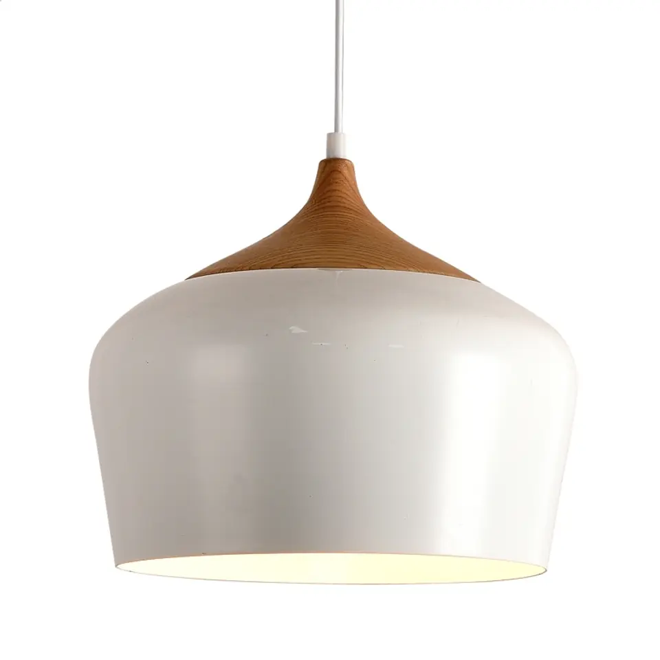 ⁨PLATINET PENDANT LAMP LAMPA SUFITOWA  REJA P150322-L E27 METAL WHITE+WOOD 35x26 [44031]⁩ w sklepie Wasserman.eu