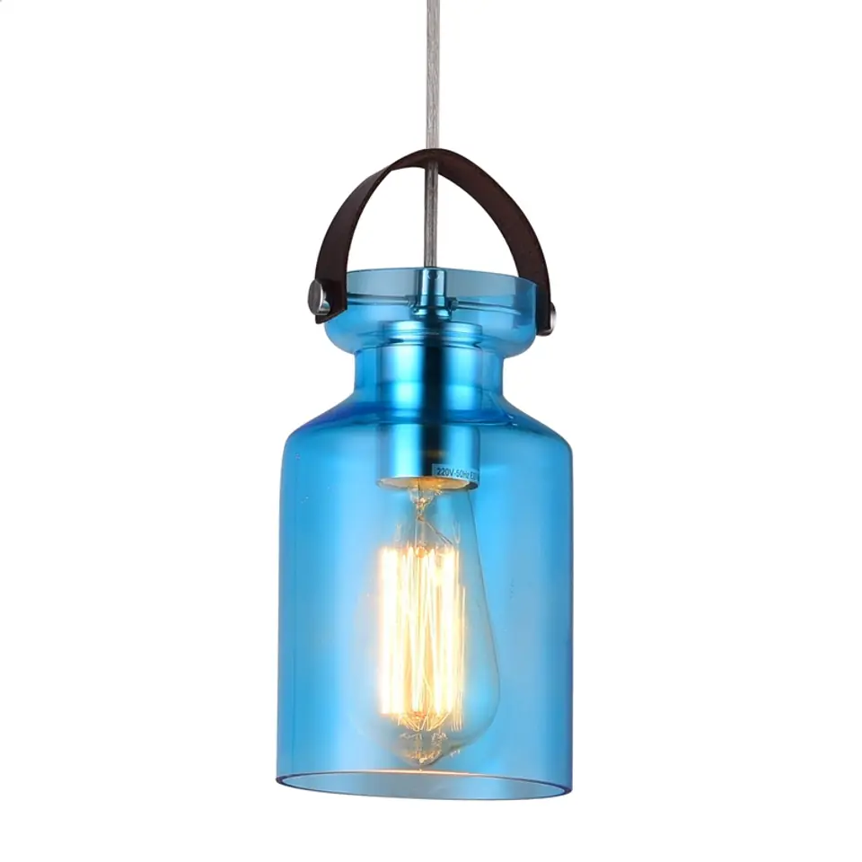⁨PLATINET PENDANT LAMP LAMPA SUFITOWA  ZEFIR P161051 E27 GLASS BLUE 12x20 [44018]⁩ w sklepie Wasserman.eu