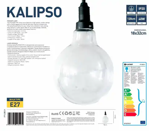 ⁨PLATINET PENDANT LAMP LAMPA SUFITOWA  KALIPSO P150438-D E27 CHROME+CLEAR GLASS 18x32 [44029]⁩ w sklepie Wasserman.eu
