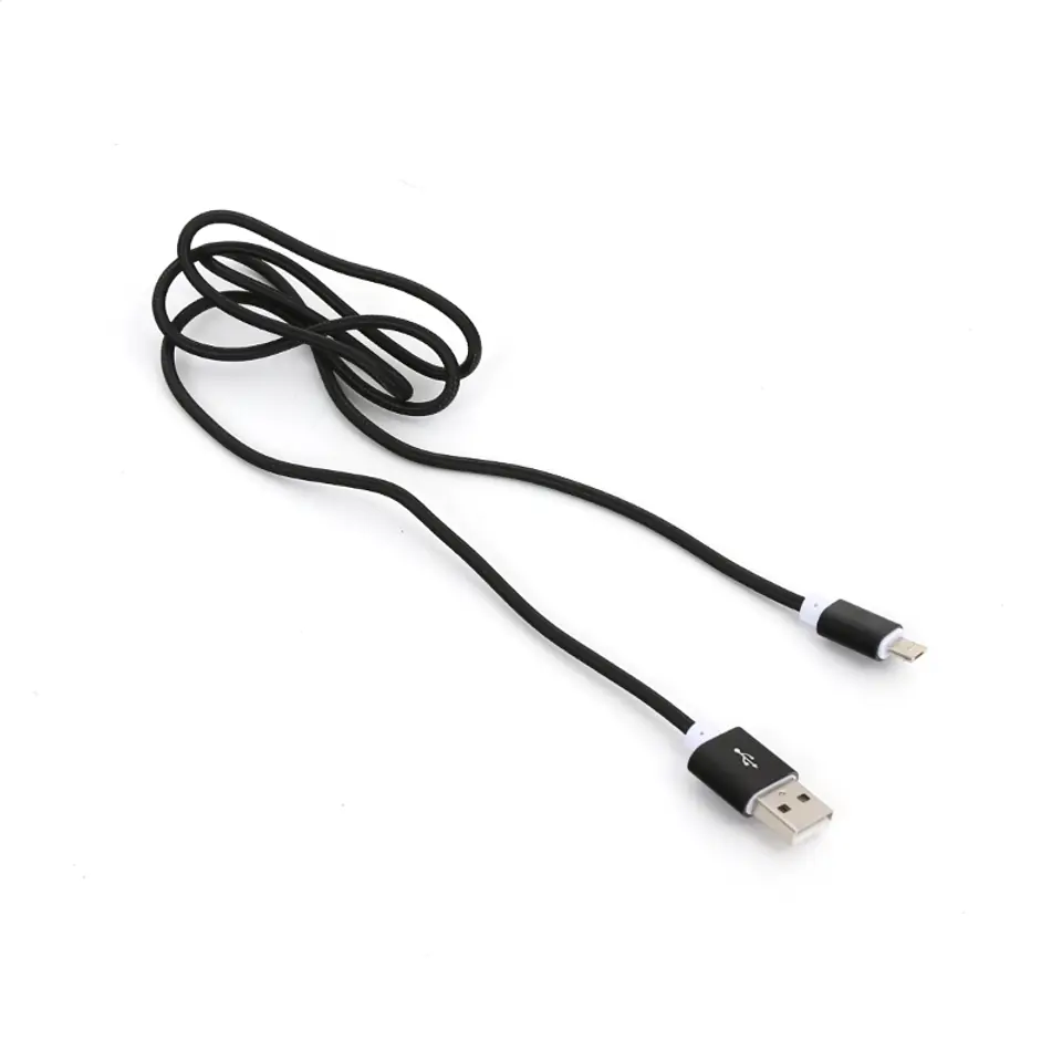 ⁨PLATINET ANOLIS MICRO LIGHTNING DOUBLE PLUG TO USB FABRIC BRAIDED CABLE KABEL 1M BLACK [43474]⁩ w sklepie Wasserman.eu