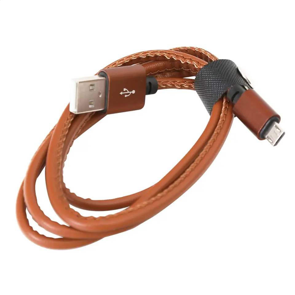 ⁨PLATINET HERA MICRO USB TO USB LEATHER CABLE KABEL 2,4A 1M BROWN [43293]⁩ w sklepie Wasserman.eu
