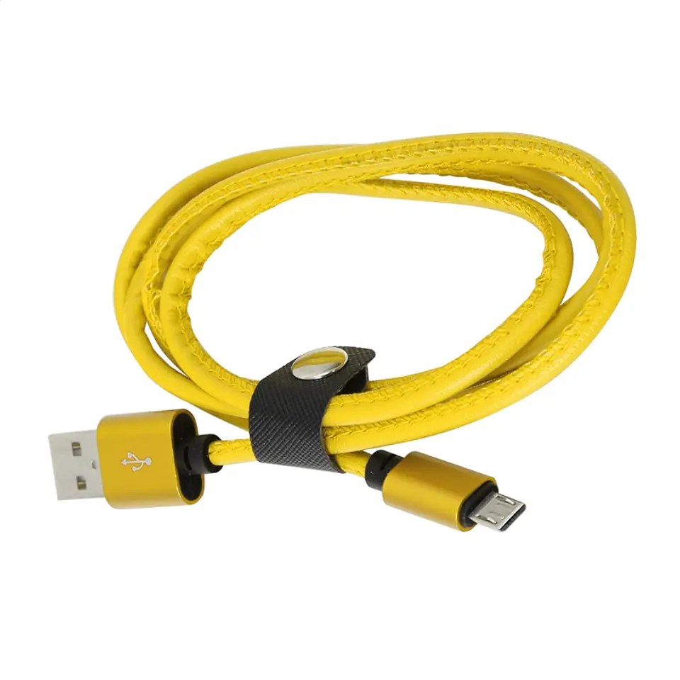 ⁨PLATINET HERA MICRO USB TO USB LEATHER CABLE KABEL 1M 2,4A YELLOW TE [43296]⁩ w sklepie Wasserman.eu