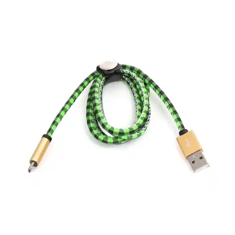 ⁨PLATINET MICRO USB TO USB LEATHER CHECKED CABLE 1M GREEN⁩ at Wasserman.eu
