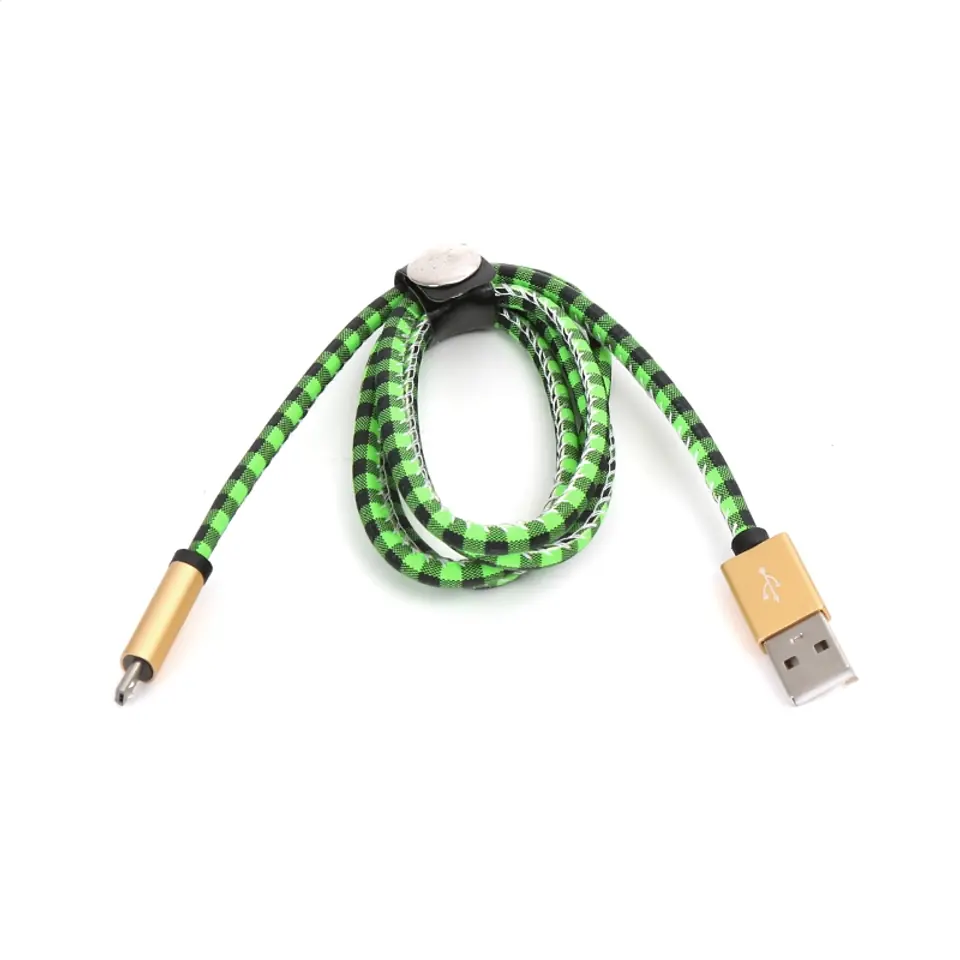 ⁨PLATINET MICRO USB TO USB LEATHER CHECKED CABLE 1M GREEN⁩ at Wasserman.eu