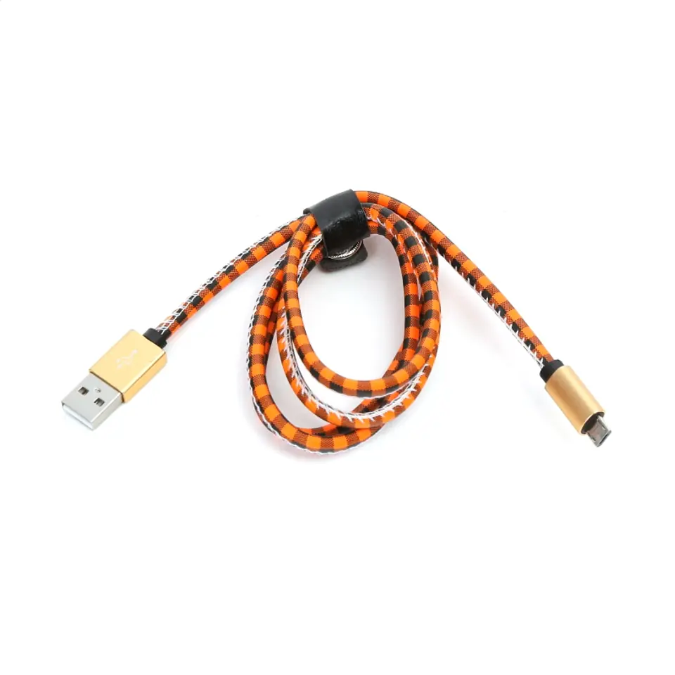 ⁨PLATINET MAMBA MICRO USB TO USB LEATHER CHECKED CABLE KABEL 1M ORANGE TE [43325]⁩ w sklepie Wasserman.eu