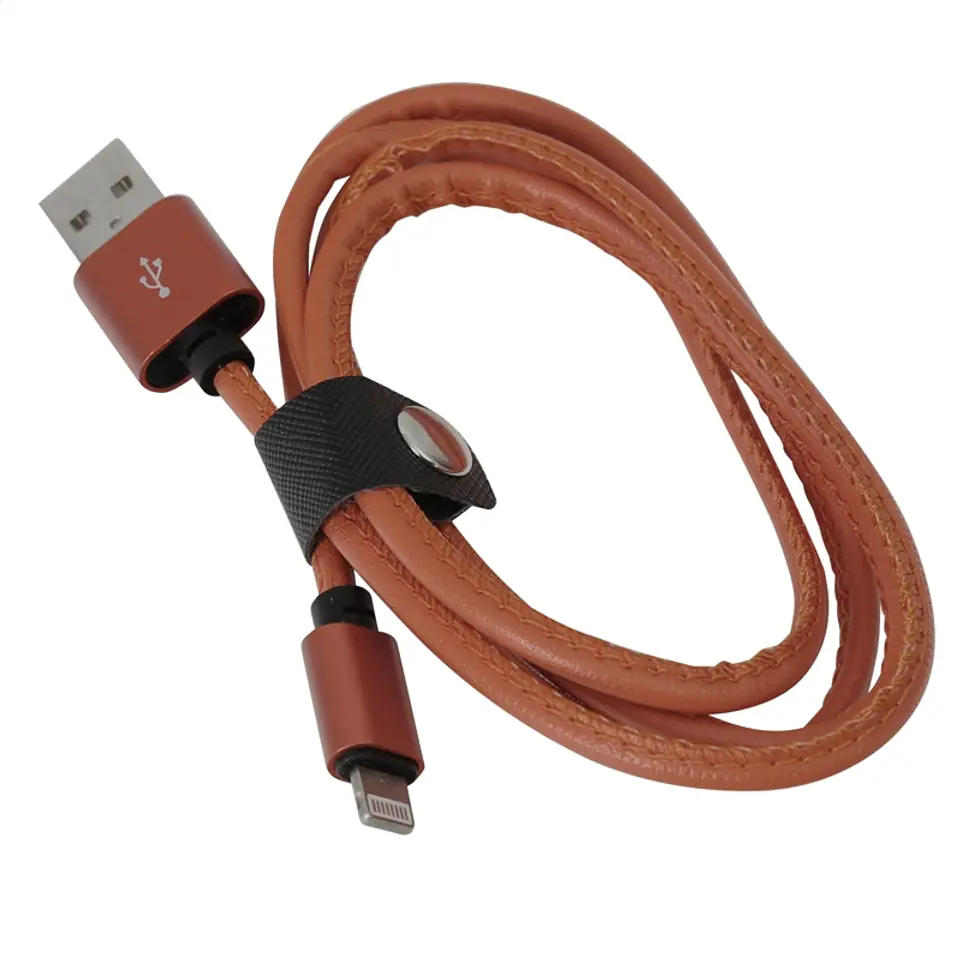 ⁨PLATINET ASPER LIGHTNING TO USB LEATHER CABLE KABEL 2,4A 1M BROWN [43298]⁩ w sklepie Wasserman.eu