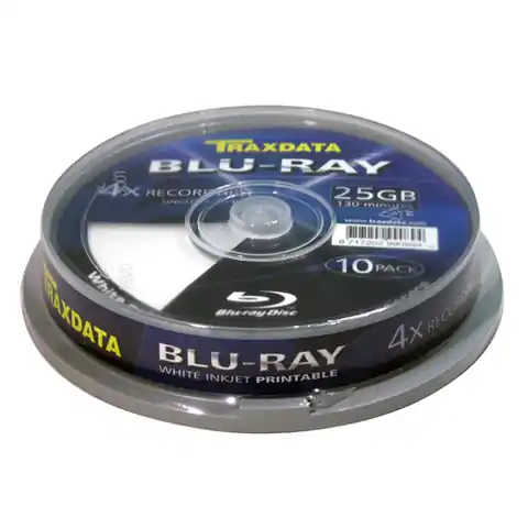 ⁨TRAXDATA RITEK BD-R BLU-RAY 25GB 4X PRINTABLE CAKE*10  90L753ITRA006⁩ w sklepie Wasserman.eu