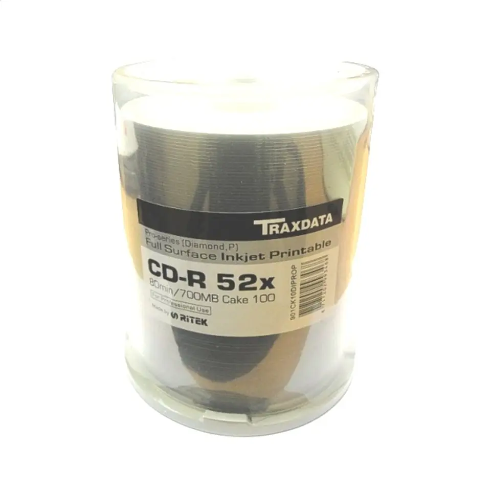 ⁨TRAXDATA CD-R 700MB 52X PRO HD GLOSSY INKJET PRINT C*100 901CK10DIGPRO⁩ at Wasserman.eu