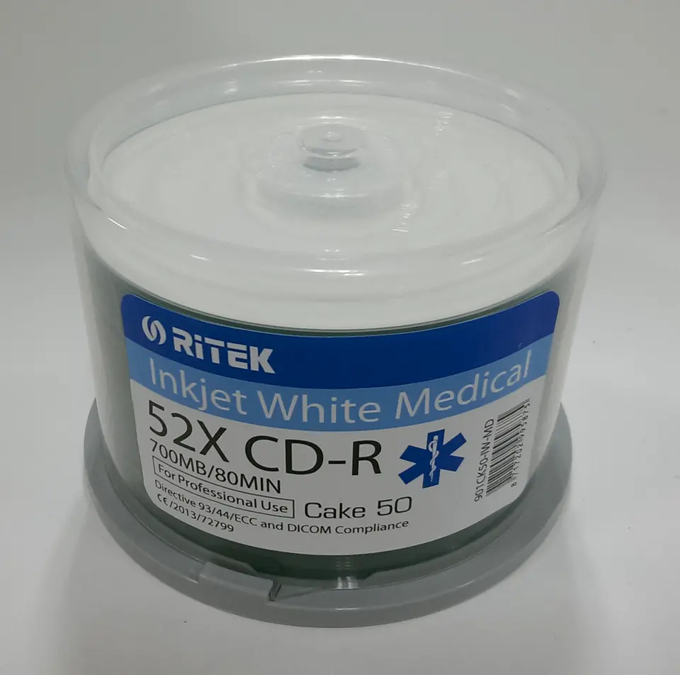 ⁨TRAXDATA RITEK CD-R 700MB 52X INKJET FF PRINTABLE MEDICAL CAKE*50 901CK50-IW-MD⁩ at Wasserman.eu