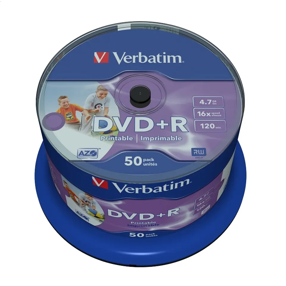 ⁨VERBATIM DVD+R 4,7GB 16X PRINTABLE CAKE*50  43512⁩ w sklepie Wasserman.eu